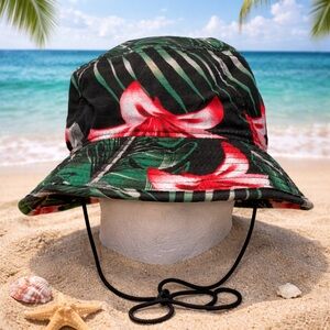 Champion Sports Gear Hawaiian Green Fishing Gardening Mowing Bucket Hat 23” Sz L